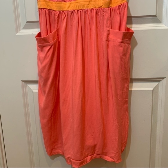 Xhilaration || NWOT Strapless Coral ‘Challis’ Color Block Dress M - Picture 7 of 12